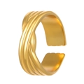 Minimalist irregular layered woven golden open ring with adjustable stainless steel band - 18K Gold Plated Crisscross