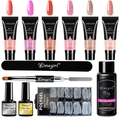 Poly nail extension gel kit with 6 colors, base coat, top coat and slip solution - H-ZH53-07-12-Fashion 6 Colors Poly Gel Kit