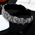 Baroque black padded headband featuring sparkling silver rhinestones for women - Crystal Grey + Grey Rhinestone (Wide)