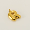 Balloon style letter R pendant in polished gold finish stainless steel for necklaces - Letter R