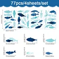 77pcs Ocean Fish Wall Stickers set with detailed size specifications for bathroom decoration - Watercolor Ocean Fish Style (UV24Y11315T_T) / 20x30cm (4 Sheets)