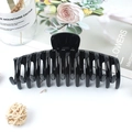 Large black minimalist hair claw clip for elegant updo hairstyles in resin finish - Bright Black