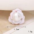 Accessorio fiore a cinque petali con perla e base dorata per decorazioni, 1.7cm - D420 Fiore di Camelia Bianco