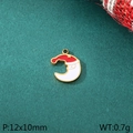 Colgante de Papá Noel en la luna en rojo y dorado, acero inoxidable, 12x10mm - Estilo de Papá Noel en la Luna (KLJ10392-ZLA)