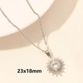Minimalist silver heart sunburst pendant necklace with elegant hollow center design - Silver-Sunburst Hollow