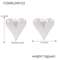 Orecchini a cuore in acciaio al titanio argento lucido, dimensioni 2,4cm x 1,9cm - Orecchini a cuore in acciaio (F330)