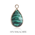 Teardrop pendant with synthetic malachite in golden frame and elegant stone texture - 8*12mm Double Sided Cut / Synthetic Malachite-Gold Edge