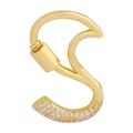 Golden letter S pendant with sparkling white cubic zirconia and screw clasp - Letter S
