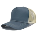 Stylish blue-grey trucker hat with breathable beige mesh back for outdoor sun protection - Adjustable (56-58cm) / Aquamarine