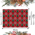 Vista detallada del mantel navideño que muestra tamaño 45x32cm y diseño de punto festivo - Estilo 1