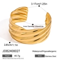 Massiver gewellter Armreif aus 18k vergoldetem Edelstahl mit präzisen Größenangaben - Gold