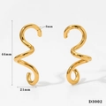 Boucles d'oreilles spirales dorées en acier avec dimensions de 44 mm par 21 mm - Boucles d'oreilles Dorées (D3002)