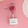 Metallic rose red geometric heart-shaped birthday candle with Happy Birthday packaging - Red Diamond Heart Candle