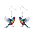 Rainbow colorful acrylic cartoon bird dangle earrings with vibrant animal design - Rainbow Bird