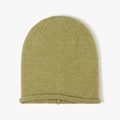 Olive green knitted beanie featuring a stylish rolled edge and thick warm fabric - Grass Green