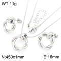Conjunto de joyas minimalista de plata con círculos entrelazados y cadena de serpiente - Conjunto Color Acero (KS225035-KFC)