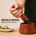 Set mortaio e pestello in legno massello con venature naturali e finitura marrone rossastro - Stile Mogano (11.5*6.5cm)