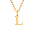 Elegante collar con colgante de letra L dorada en acero inoxidable pulido para mujer - Letra L (Oro Rosa)