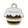 Golden honey jar alloy pendant with enamel detailing and hanging loop for DIY jewelry - 1pc Enamel Bee and Honey Pot Pendant