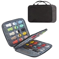 Two-tone black and grey fabric watch strap organizer bag with internal elastic straps - Double Layer Black 31*23*3cm