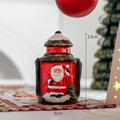Weihnachtslaterne mit Weihnachtsmann- und Baumdesign in Rot und Weiß, 13 cm hoch - Weihnachtsmann Tragbare Laterne