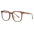 Montatura per occhiali quadrata grande in marrone trasparente con borchie metalliche argento - Marrone