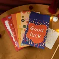 Set of 6 abstract pattern holiday gift envelopes with gold seal stickers in various colors - New Year Eggs