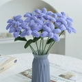 Hand-crocheted lavender flower bouquet in a geometric blue vase for home decoration - Blooming Tulip Light Blue