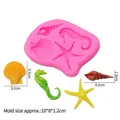 Pink silicone mold with seashell, seahorse and starfish shapes for DIY fondant - Pink