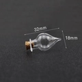 Miniature glass wish bottle with cork stopper measuring 32mm by 18mm for DIY crafts - Teardrop Style Bottle + Cork