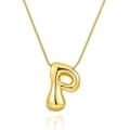 Puffy 3D bubble letter P pendant necklace with 18k gold plated polished mirror finish - Letter P