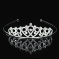 Sparkling silver princess crown headband with heart rhinestones for little girls - Style 07 (Tiara)