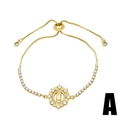 Gold-plated Virgin Mary slider bracelet featuring a heart pendant and cubic zirconia - Oval Virgin Mary Medal Style (A)