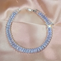 Sparkling silver marquise zircon tennis bracelet displayed on soft peach silk fabric - BP5113 Platinum Plated [Zircon approx 6mm]