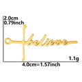 18k gold plated stainless steel Believe cross charm with 4.0cm x 2.0cm size and 1.1g weight - Believe / Gold