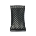 Pochette à lunettes chic en cuir PU noir matelassé avec strass et fermeture à ressort - Style Diamant Matelassé / Noir