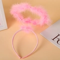 Diadema de halo de ángel con plumas rosas esponjosas para fiestas de Halloween y Navidad - Ángel Rosa