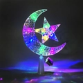 Detailed LED moon and star tree topper with colorful lights and clear diamond texture - 15cm Crystal Star Moon Multicolor (Button Battery)