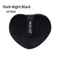 Piumino da cipria a cuore Midnight Black in microfibra con nastro di raso, 10x8cm - Nero scuro