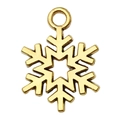 Pendentif flocon de neige doré au fini antique pour bijoux et colliers DIY - 1pc Flocon de Neige 13.5x19mm