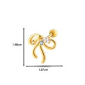 Golden bow stud earrings with sparkling cubic zirconia stones and screw back closure - 8# Gold (Bowknot Tri-Stone Style)