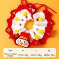 Christmas pet knitted scarf with lucky god figure and size chart for small dogs - Derro Red-M / Within 6kg