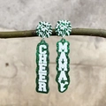 Grüne Glitzer-Ohrringe zum Muttertag mit Cheer Mama Aufdruck an einem Zweig - Grün