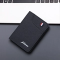 Slim dark grey canvas vertical wallet with tricolor ribbon detail and brand logo - 119 Vertical / Black