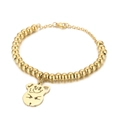 18K gold-plated stainless steel ball chain bracelet featuring a cute pig charm - Gold (KB157215-Z)