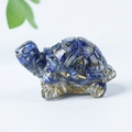 Lapis lazuli crystal turtle ornament with gold foil fragments and resin finish - 24 Lapis Lazuli + Gold Foil