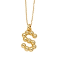 Minimalist gold plated copper necklace featuring a polished bead letter S pendant style - S