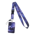 Starry sky ID badge holder with purple galaxy lanyard and metal lobster clasp attachment - Blue Purple Galaxy Set (YZ20-28)