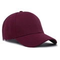 Detail view of burgundy baseball cap showing premium twill cotton fabric and 6-panel structure - Burgundy