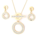 Set di gioielli in acciaio inossidabile dorato con pendenti circolari e cristalli lucenti - Oro (KS138704-KLX)